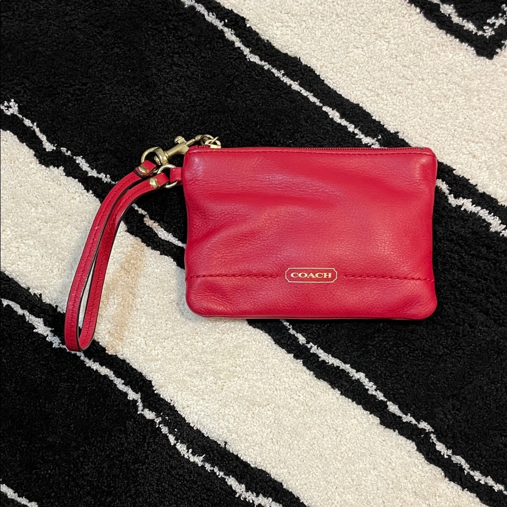 Coach Vibrant Red Leather Wristlet